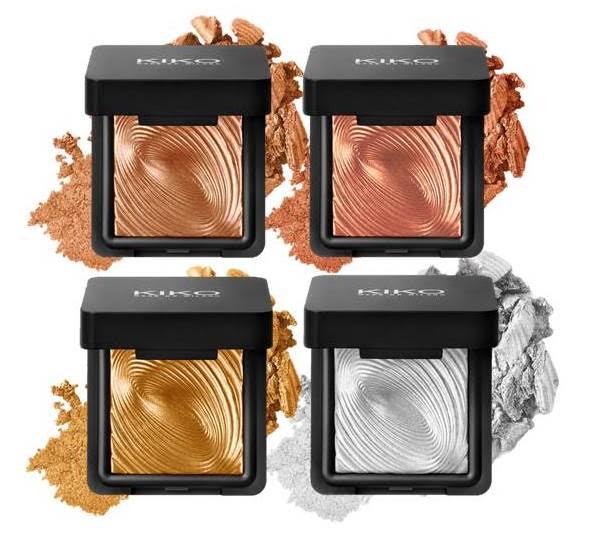 KIKO Water Eyeshadow Shades Silver, Gold, Copper & Bronze Swatches