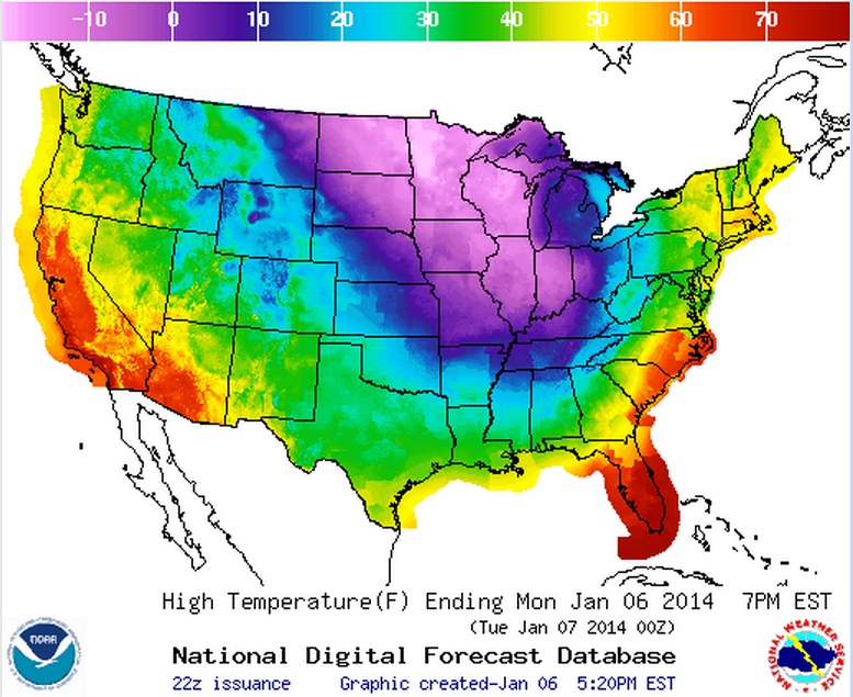 Noaa Water Temperature Map NOAA temperature map of US REALNEO for all