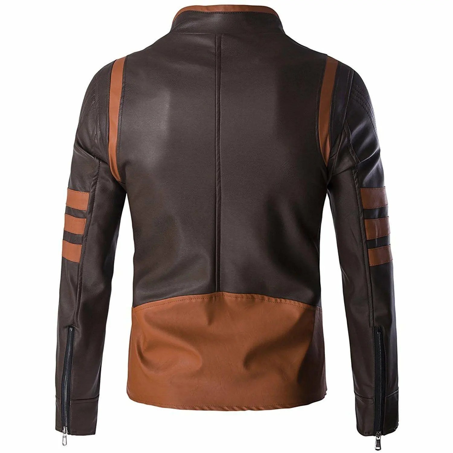 XMEN 1 WOLVERINE BROWN BIKER LEATHER JACKET HALLOWEEN LOGAN COSTUME