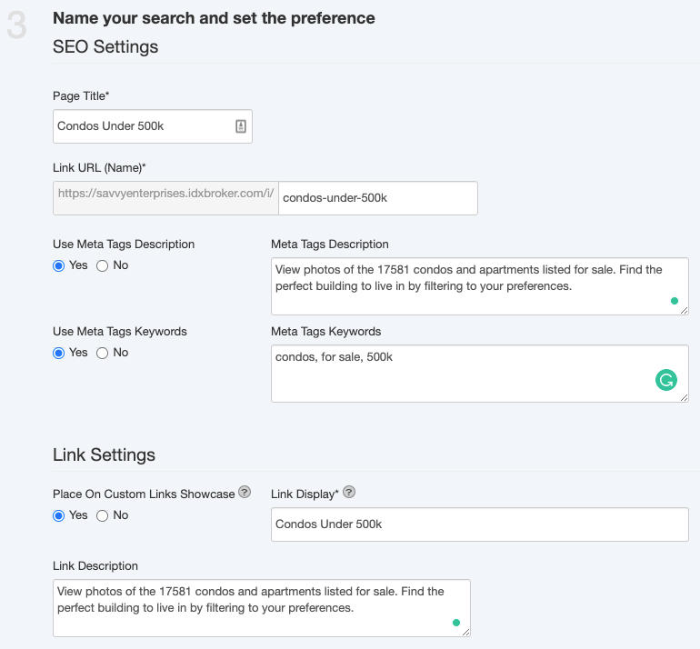 How to Create a Saved Link in IDX Broker