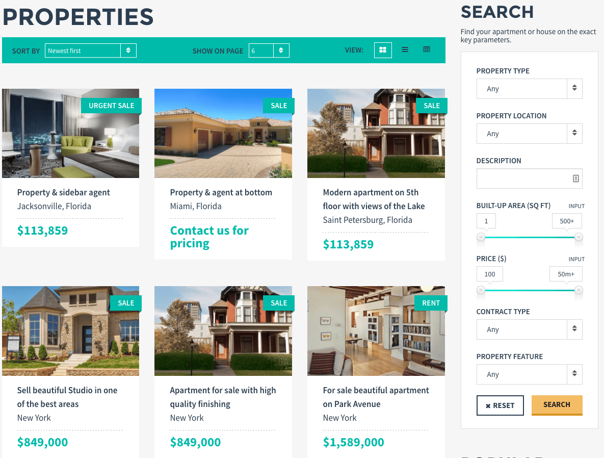 Properties listing — Realtyspace 1.4.15 documentation