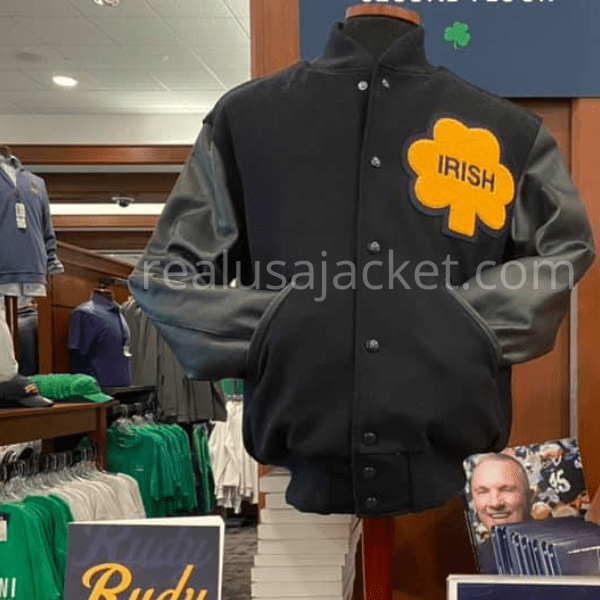 Notre Dame Rudy Irish Bomber Jacket Rudy Jacket Real USAJacket