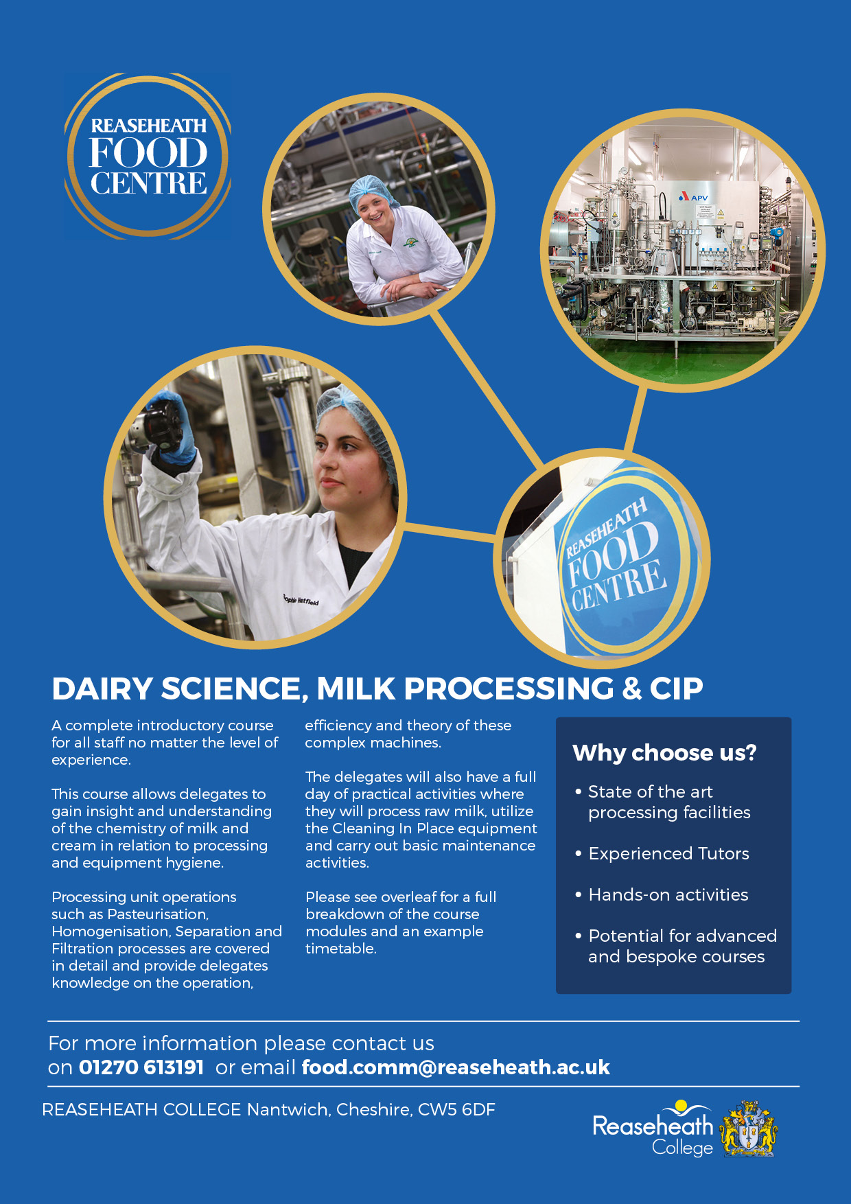 New Course Launched for 2019! 3 x Day Dairy Science, Milk Processing