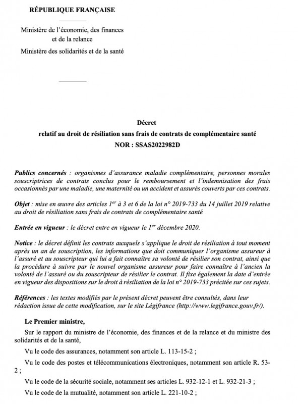 Mutuelle santé la résiliation à tout moment validée pour le 1er