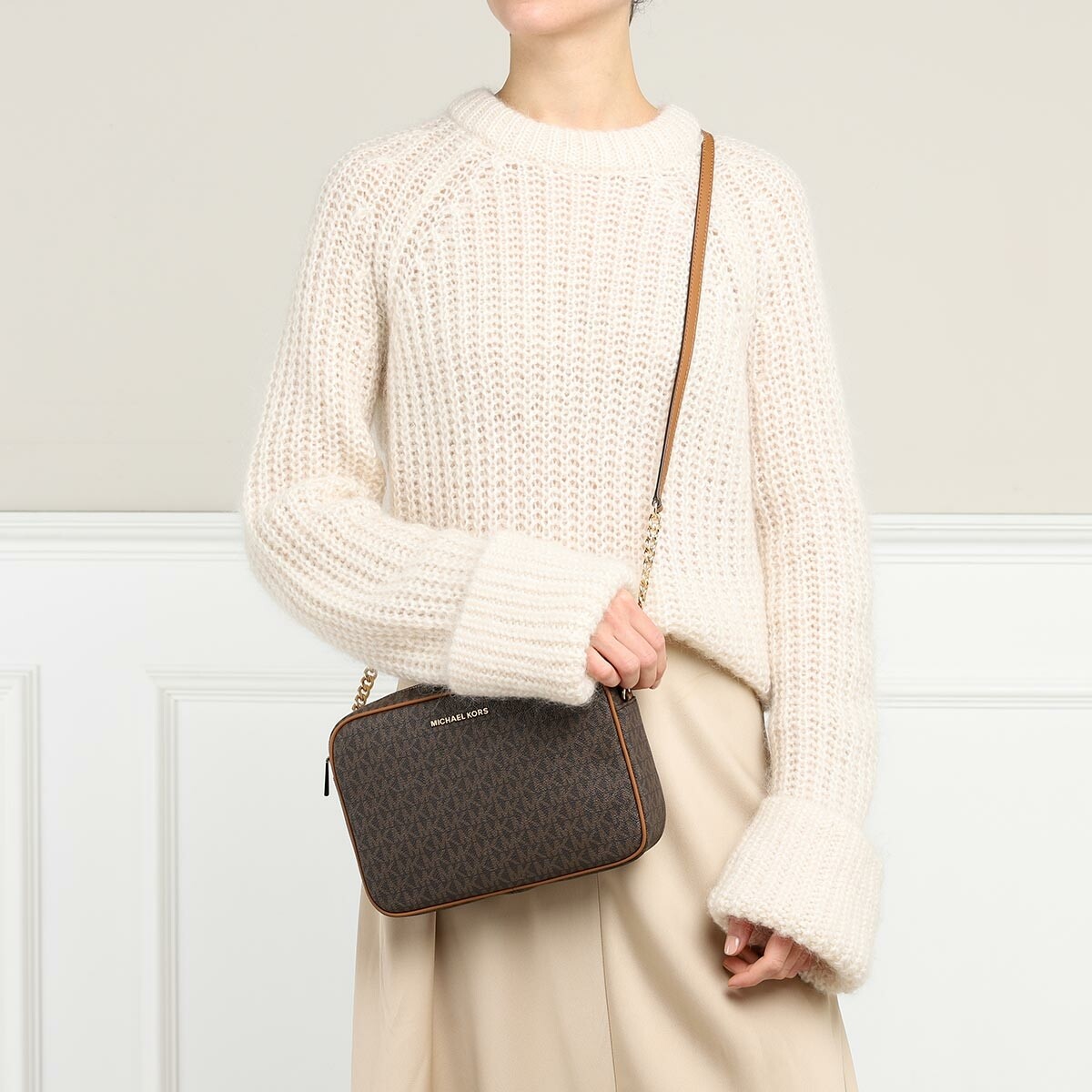 MICHAEL KORS Lg Ew Crossbody Brown REBOS Department Store