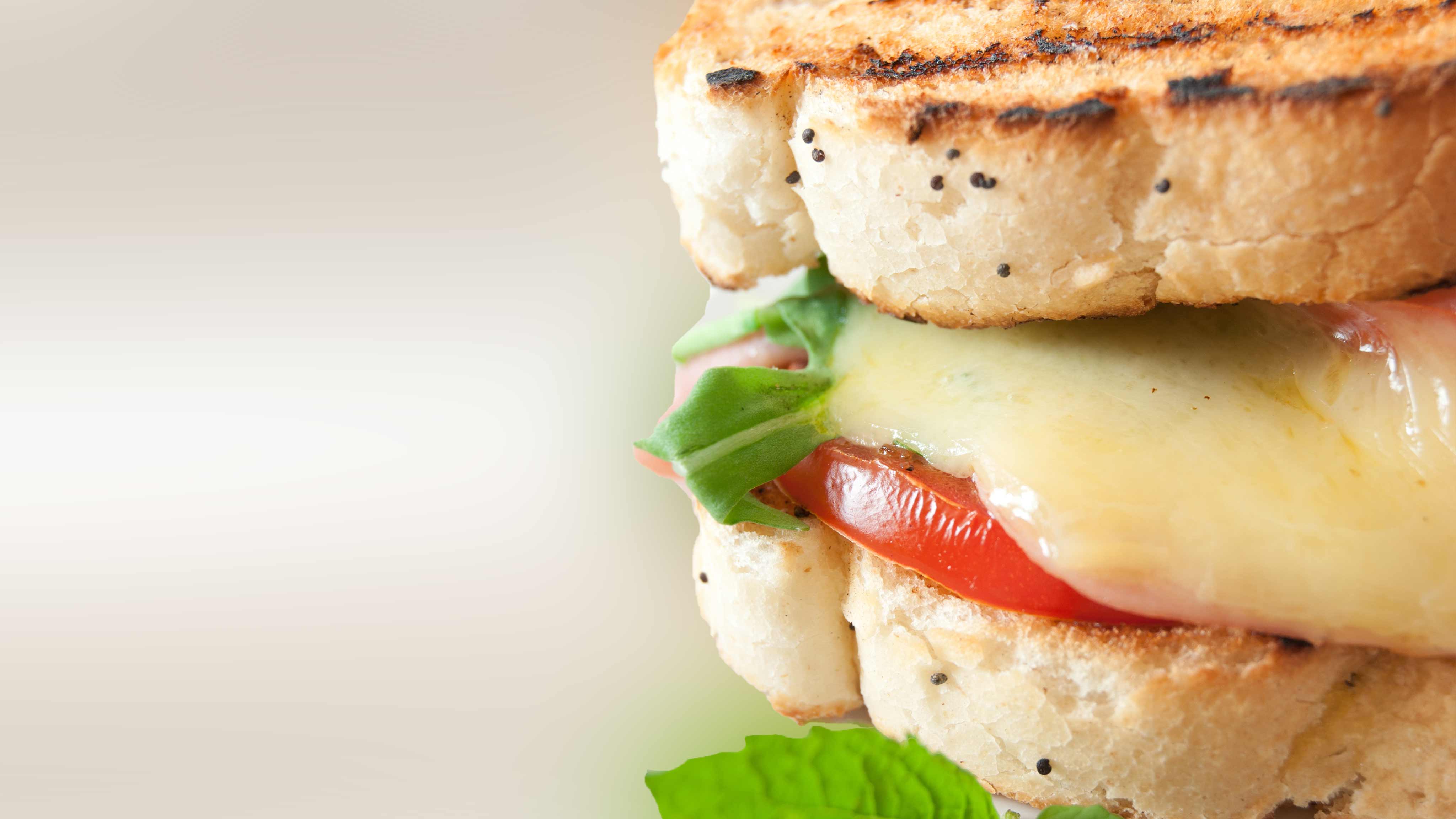 Harps Foods Recipe Grilled Cheese with Arugula, Fresh Basil and Tomato