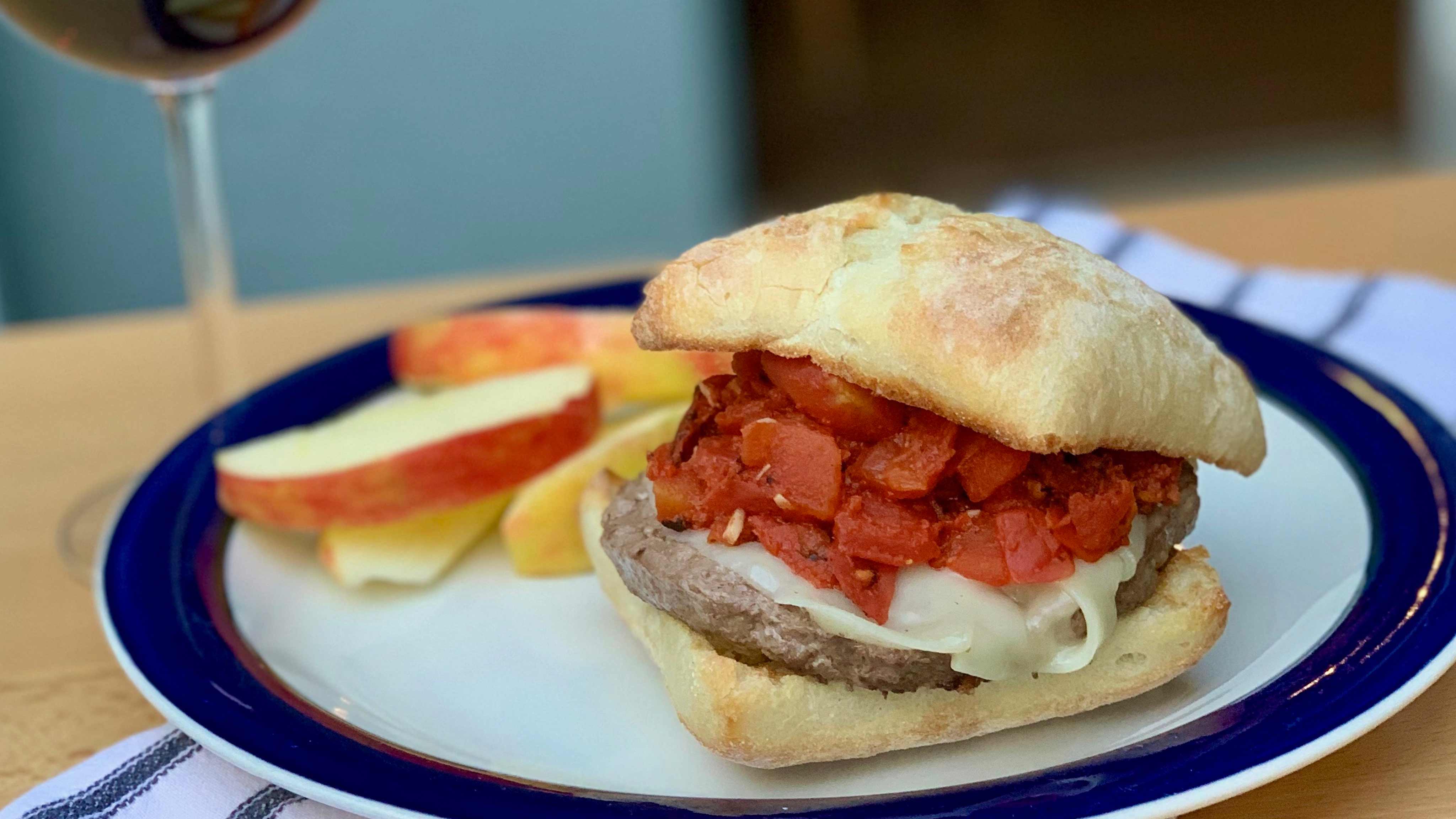 Harps Foods Recipe Cajun Burgers with Fire Roasted Creole Tomatoes