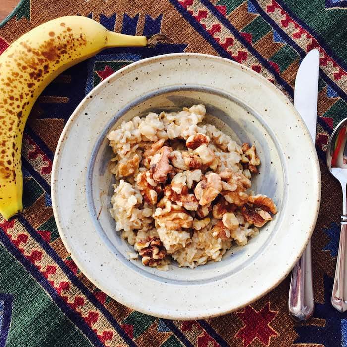 Oatmeal, Toasted Walnuts, Banana & Milk Recipe Idea Shop
