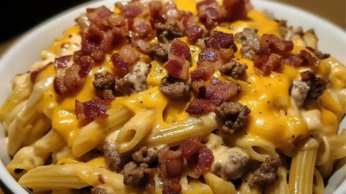 Loaded Bacon Cheeseburger Alfredo Pasta Recipe recipe maestro