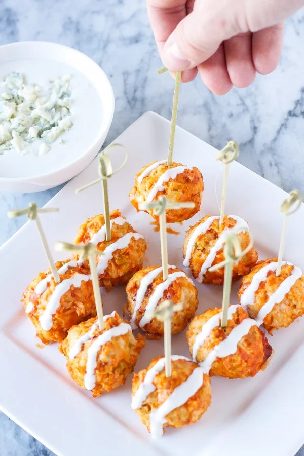 Buffalo Chicken and Blue Cheese Stuffed Meatballs Recipe Runner