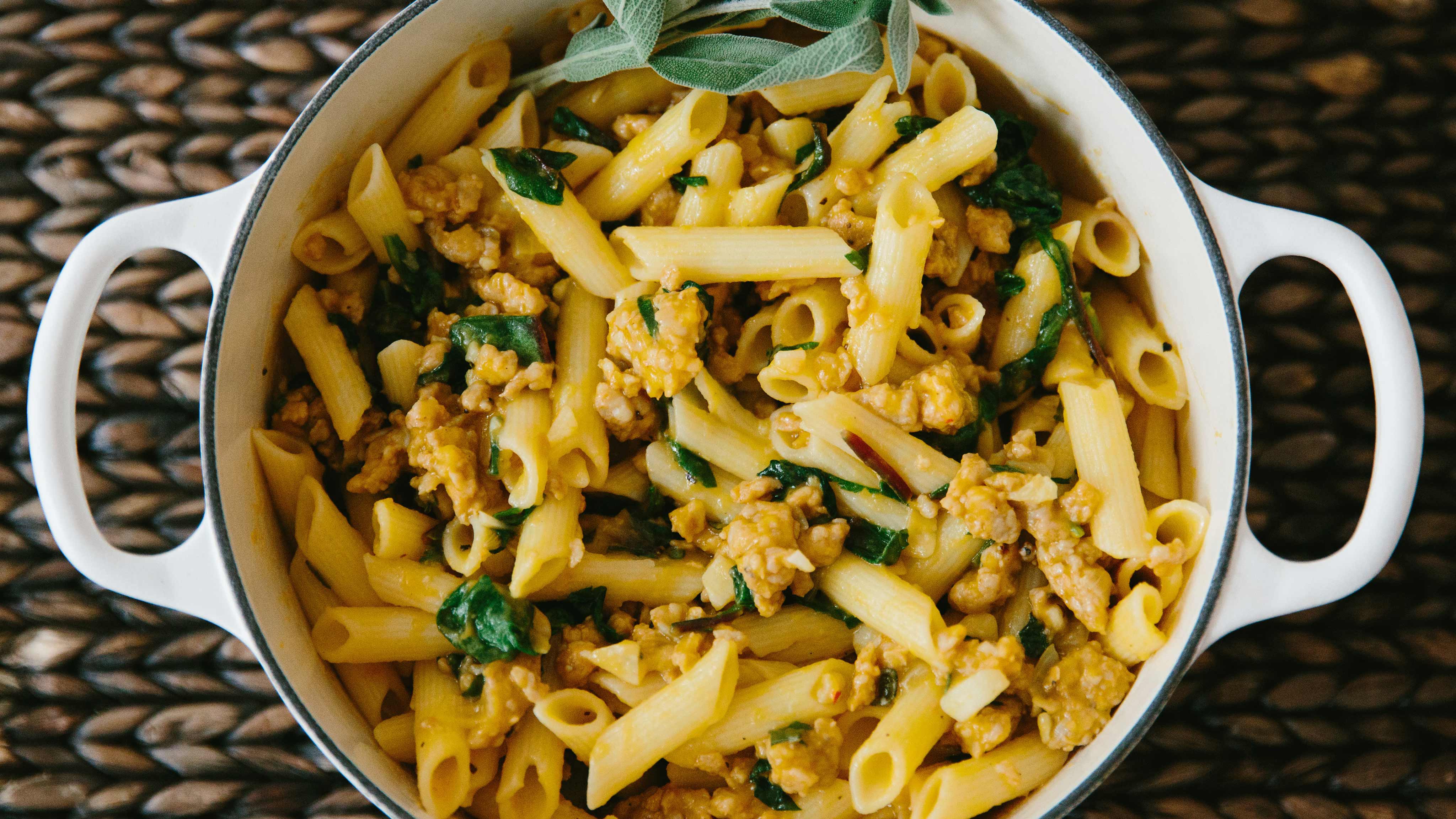 Berkot's Super Foods Recipe Sausage and Kale Pasta with Butternut Squash