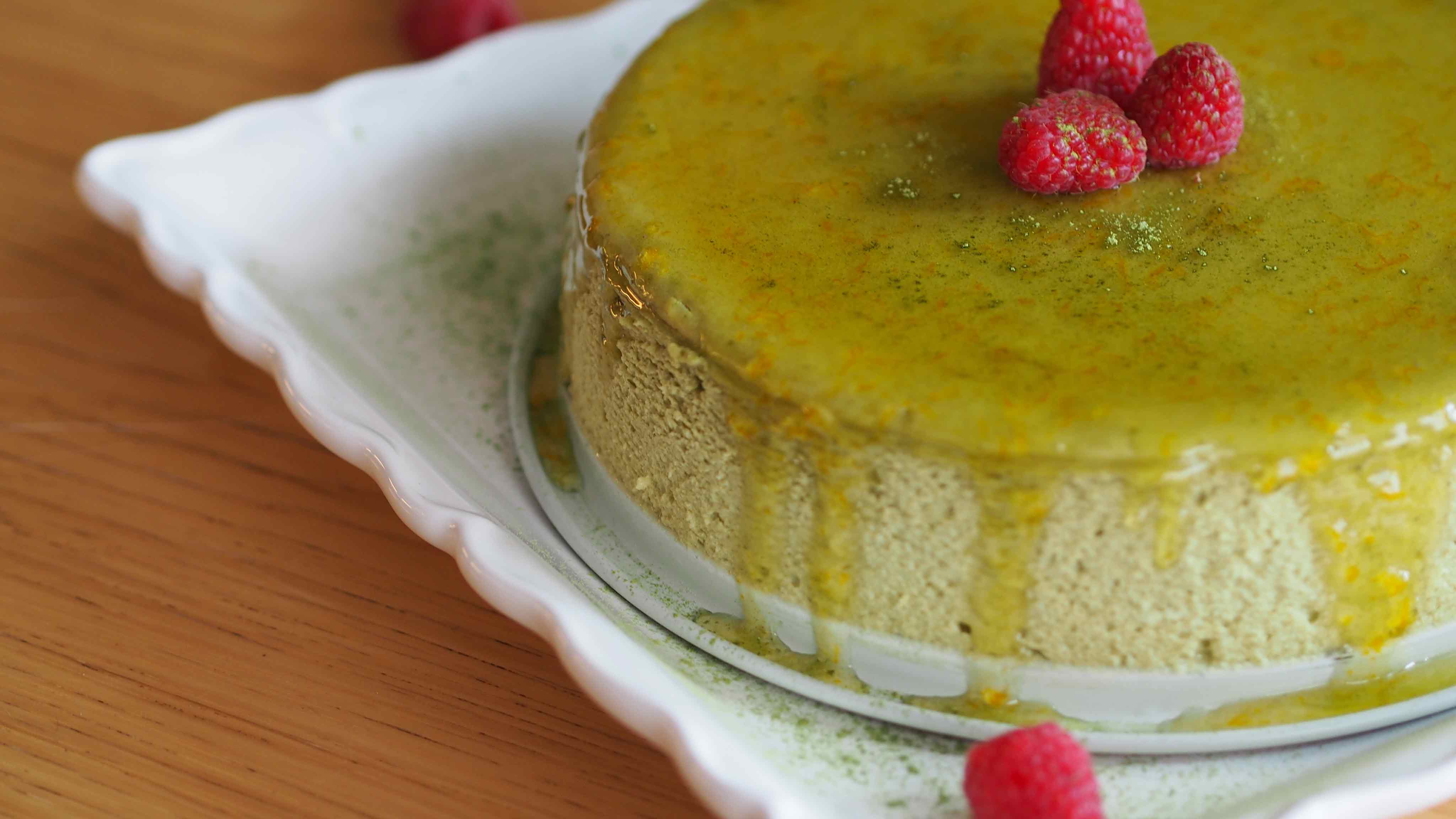 Berkot's Super Foods Recipe Green Tea Cheesecake with Meyer Lemon Glaze