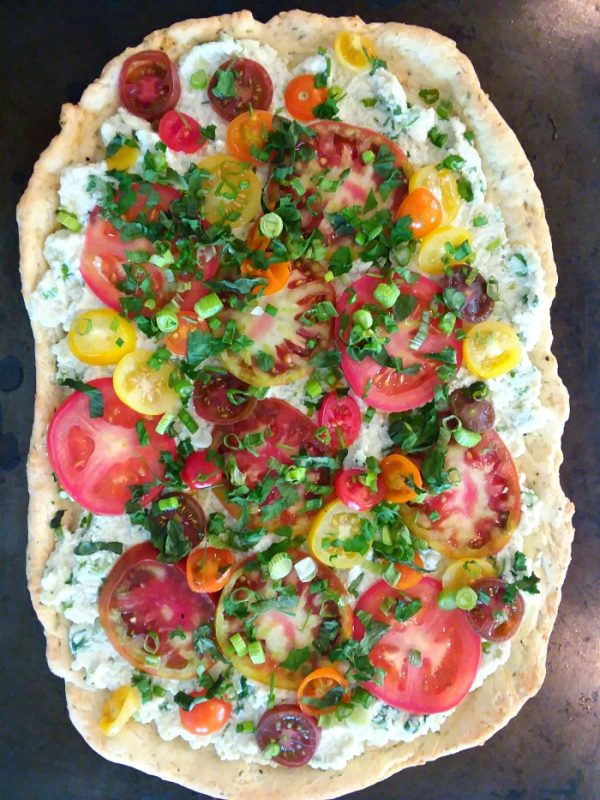 Heirloom Tomato on Ricotta Flatbread Chebe Recipes