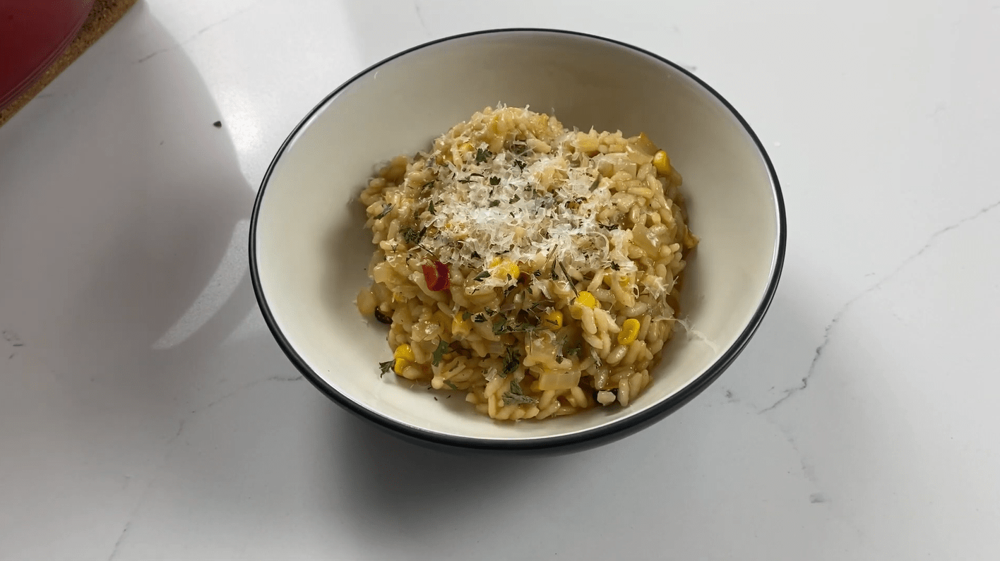 Corn Risotto with Roasted Red Pepper Recipe