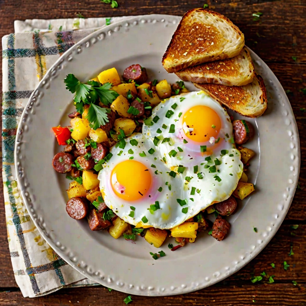 Eggs and Sausage Breakfast Hash Recipe