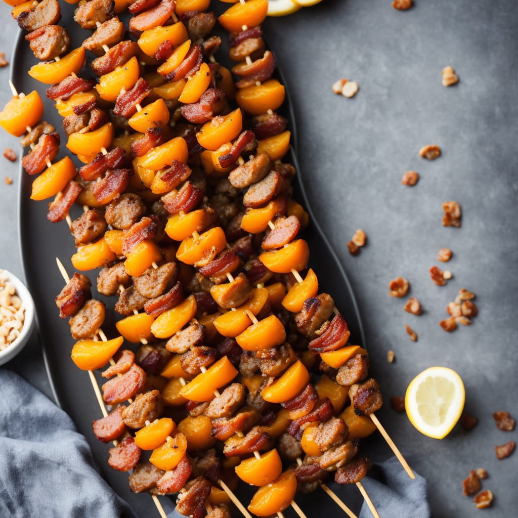 Apricot, Bacon & Sausage Skewers Recipe