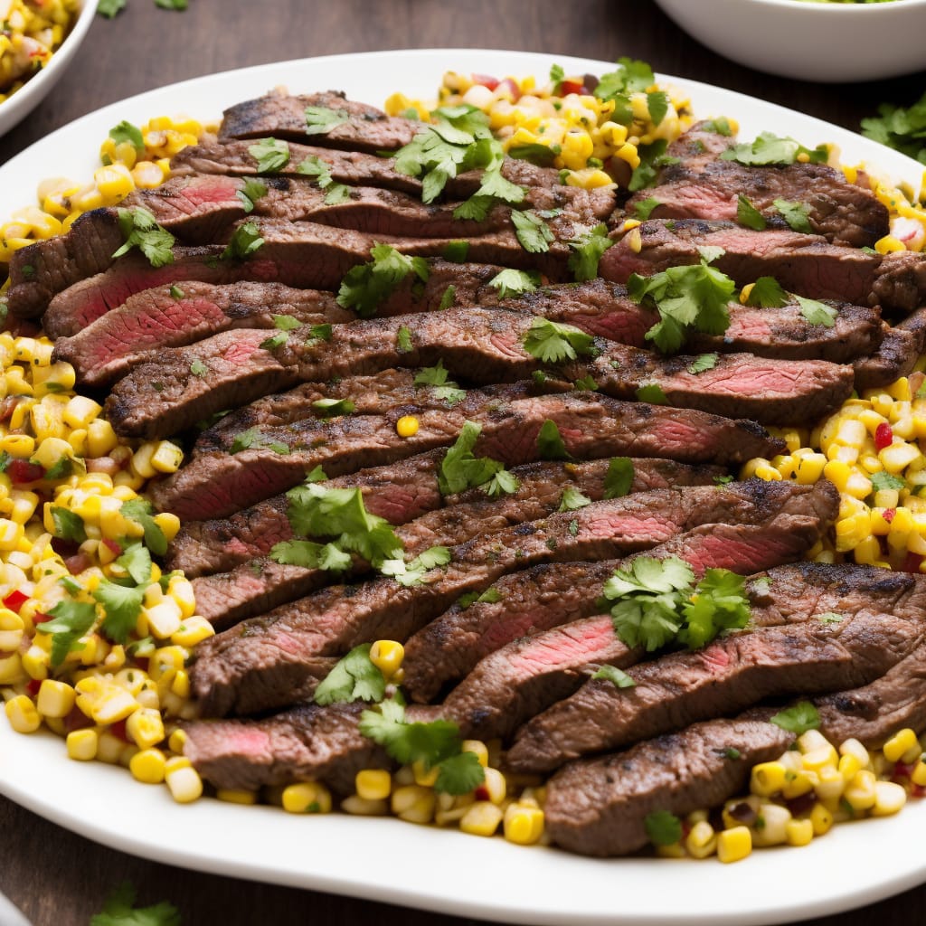 Chipotle Bavette Steak with Lime Corn and Chunky Salsa Recipe