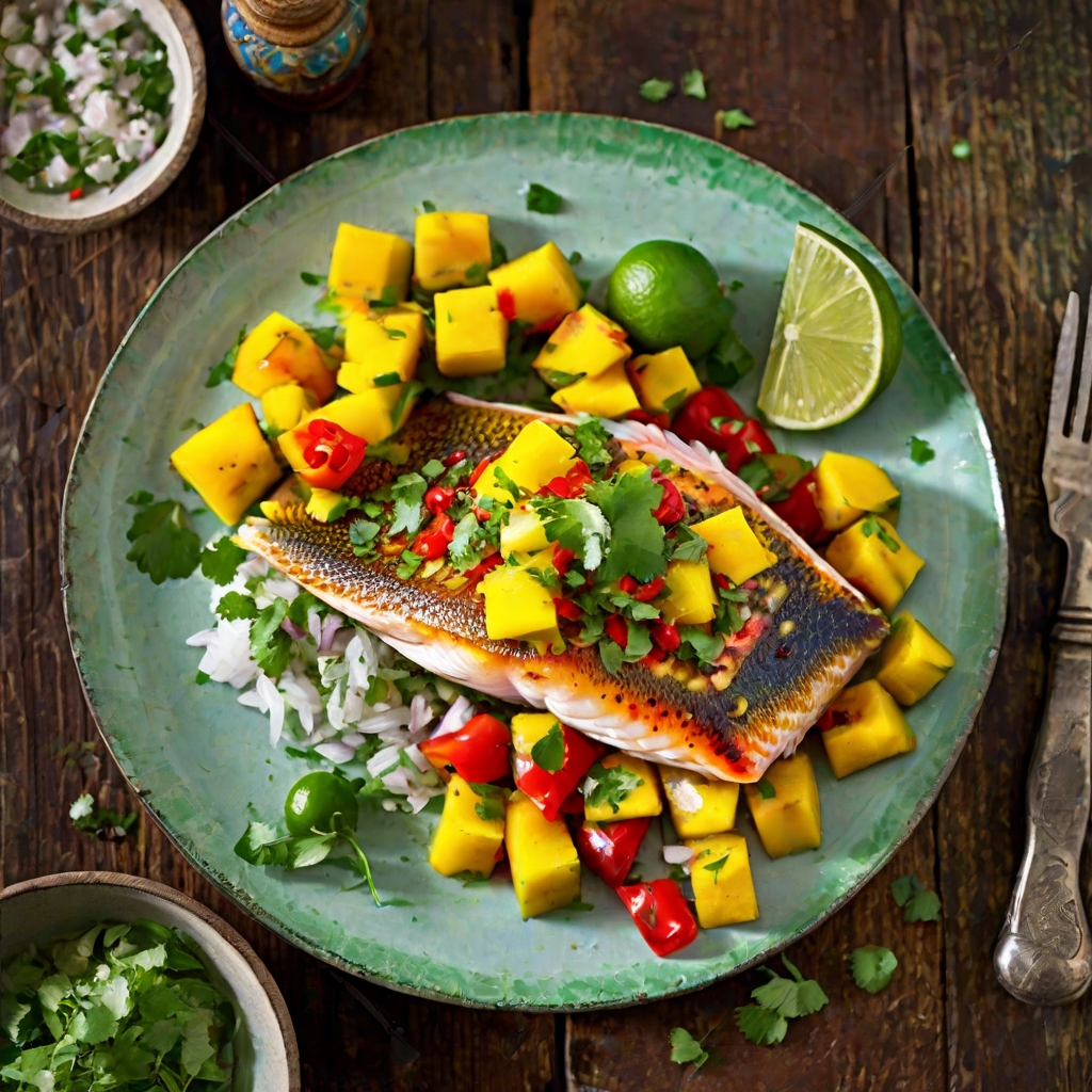Fish with Chilli, Mango & Lime Salsa Recipe