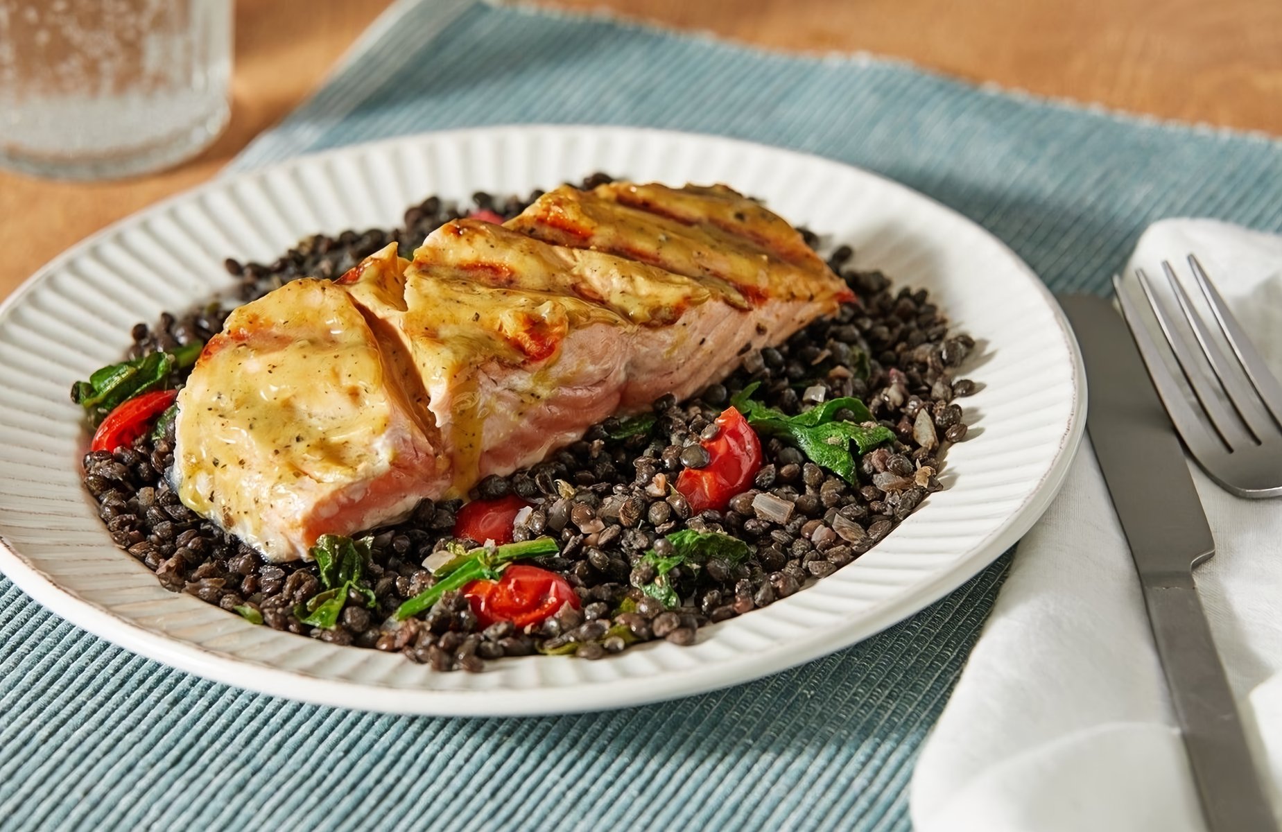 GremolataCrusted Salmon with Lentils & Spinach Recipe