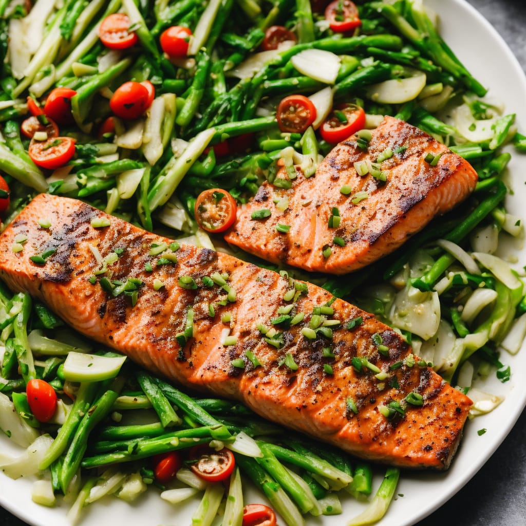 Griddled Salmon with Spring Onion Dressing Recipe