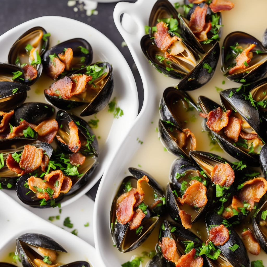 Mussels steamed with cider & bacon Recipe