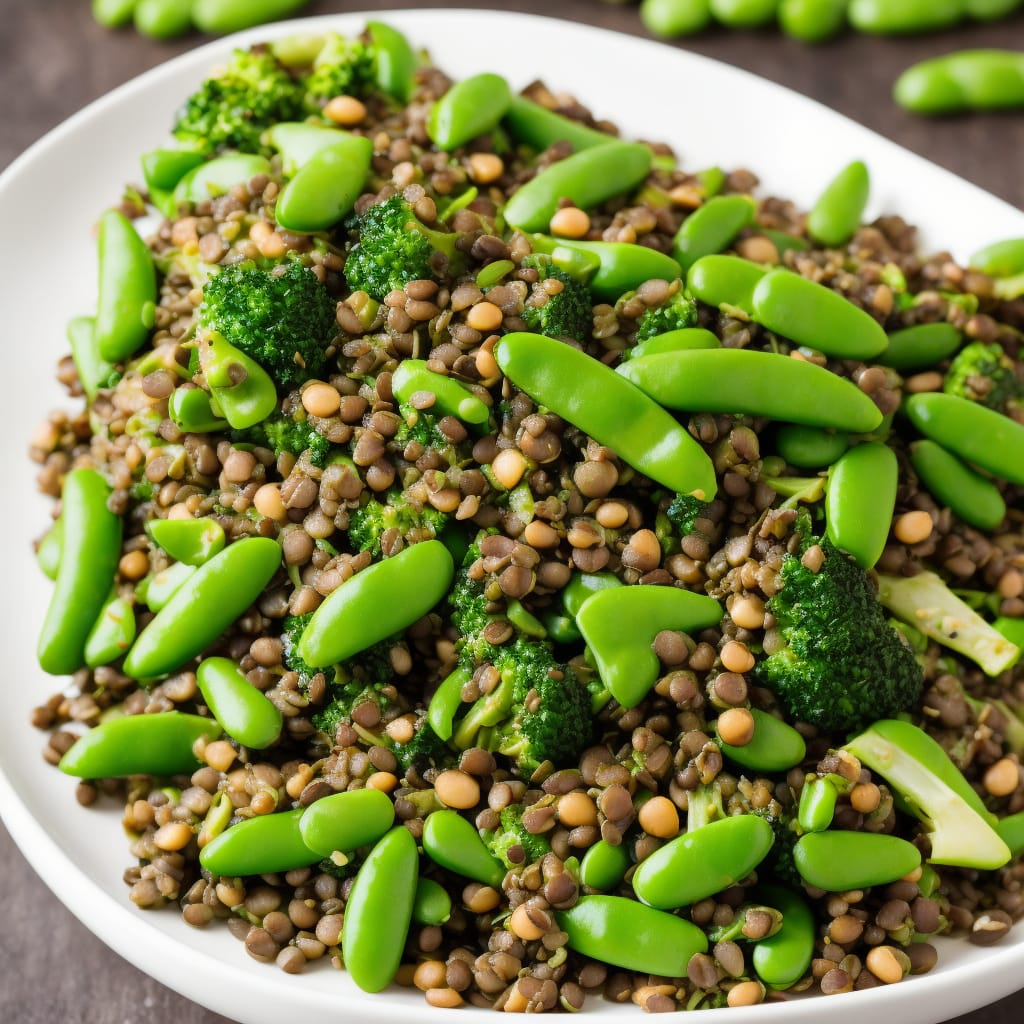 Puy Lentil Salad with Soy Beans, Sugar Snap Peas & Broccoli Recipe