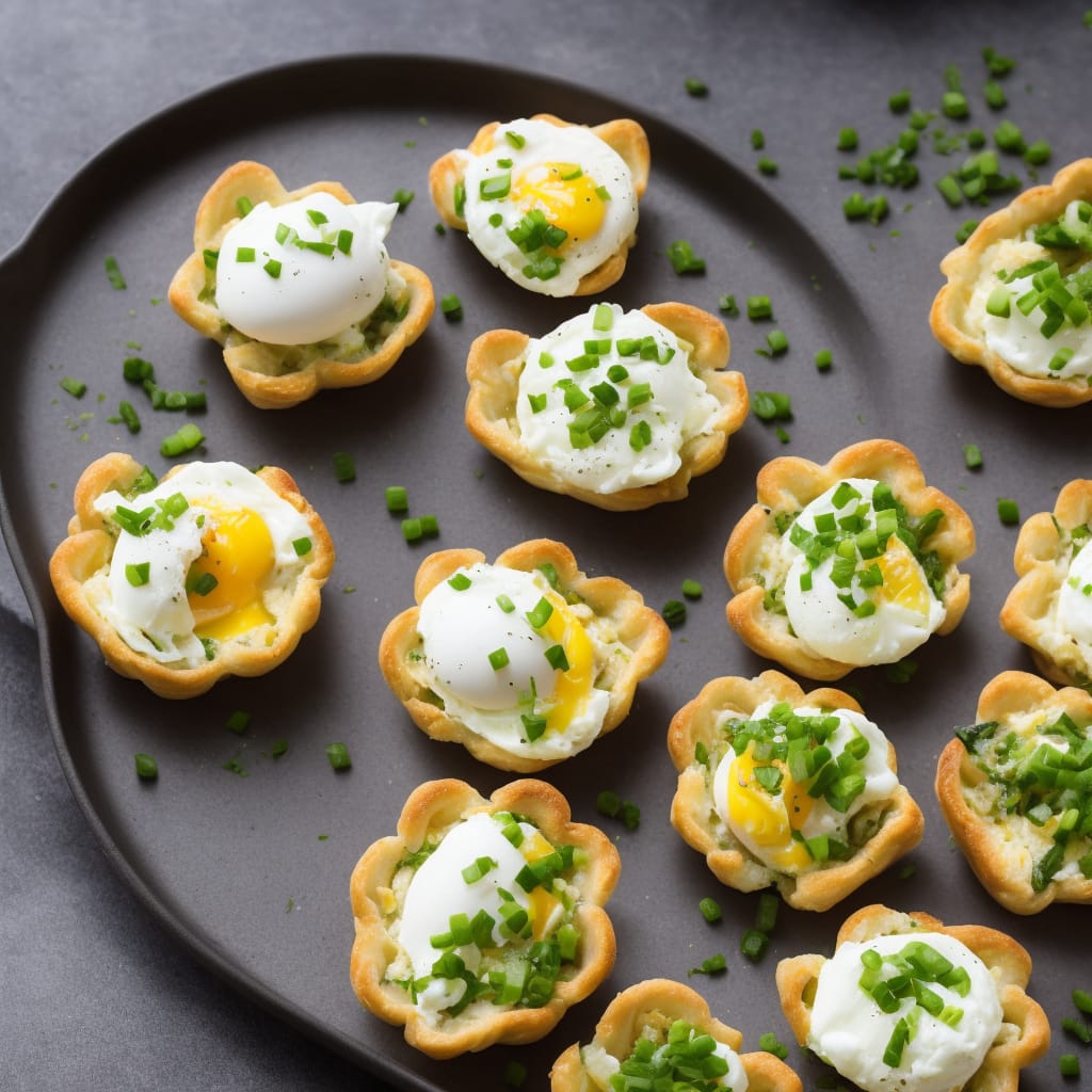 Smoked Haddock Tartlets with Poached Eggs & Chives Recipe