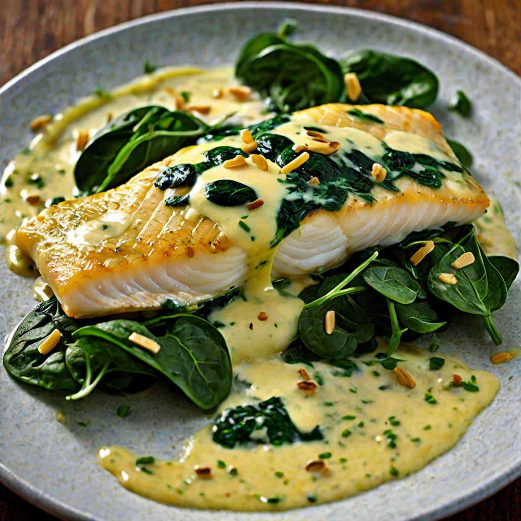 Smoked Haddock with Buttered Spinach & Mustard Sauce Recipe