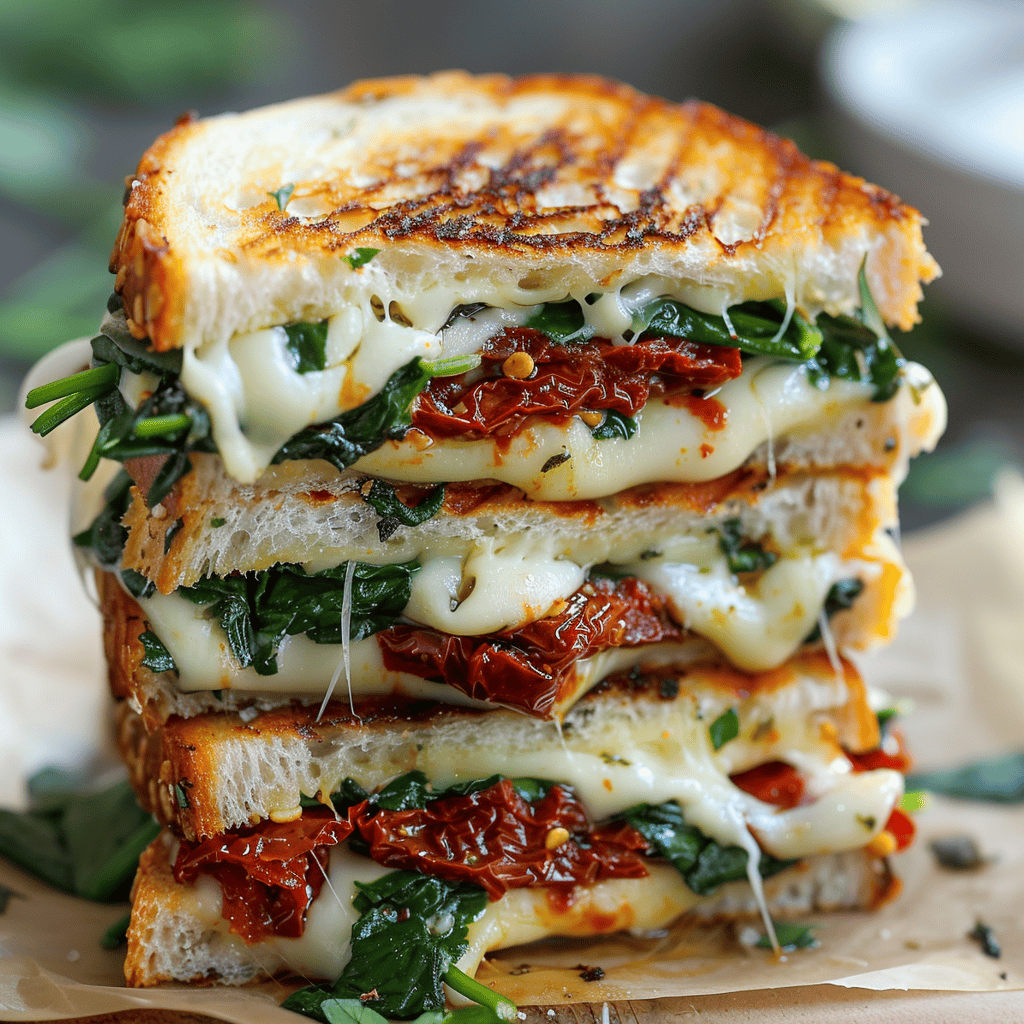 SunDried Tomato, Spinach, and Ricotta Grilled Cheese