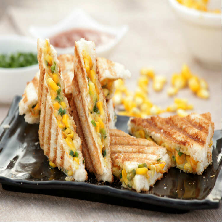 Cheesy Corn Grilled Sandwich Recipe How to Make Cheesy Corn Grilled