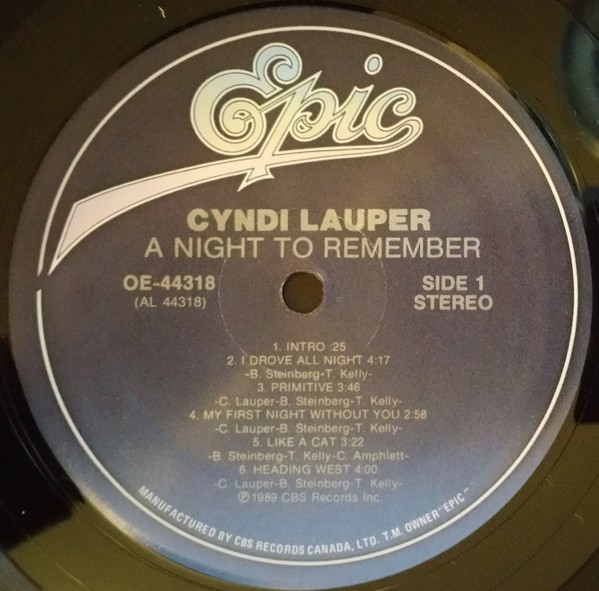 Cyndi Lauper A Night To Remember Record Cellar Canada