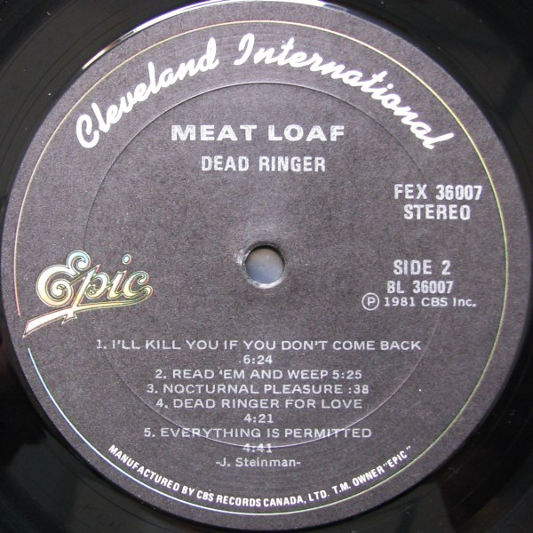 Meat Loaf Dead Ringer Record Cellar Canada