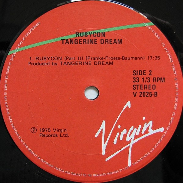 Tangerine Dream Rubycon (Vinyl LP Canadian Pressing) Record Cellar Canada