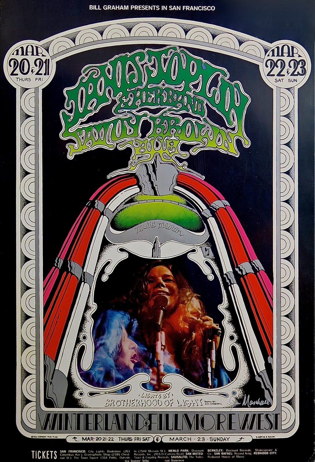 Janis Joplin 1st Print Fillmore Poster Signed By Jim Marshall