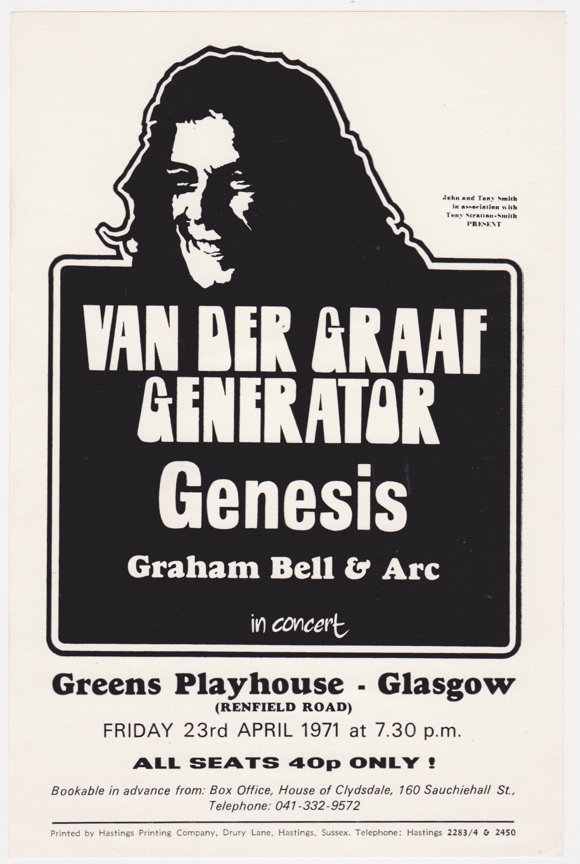 Genesis & Van Der Graaf Generator Charisma Package Tour 1971Handbill