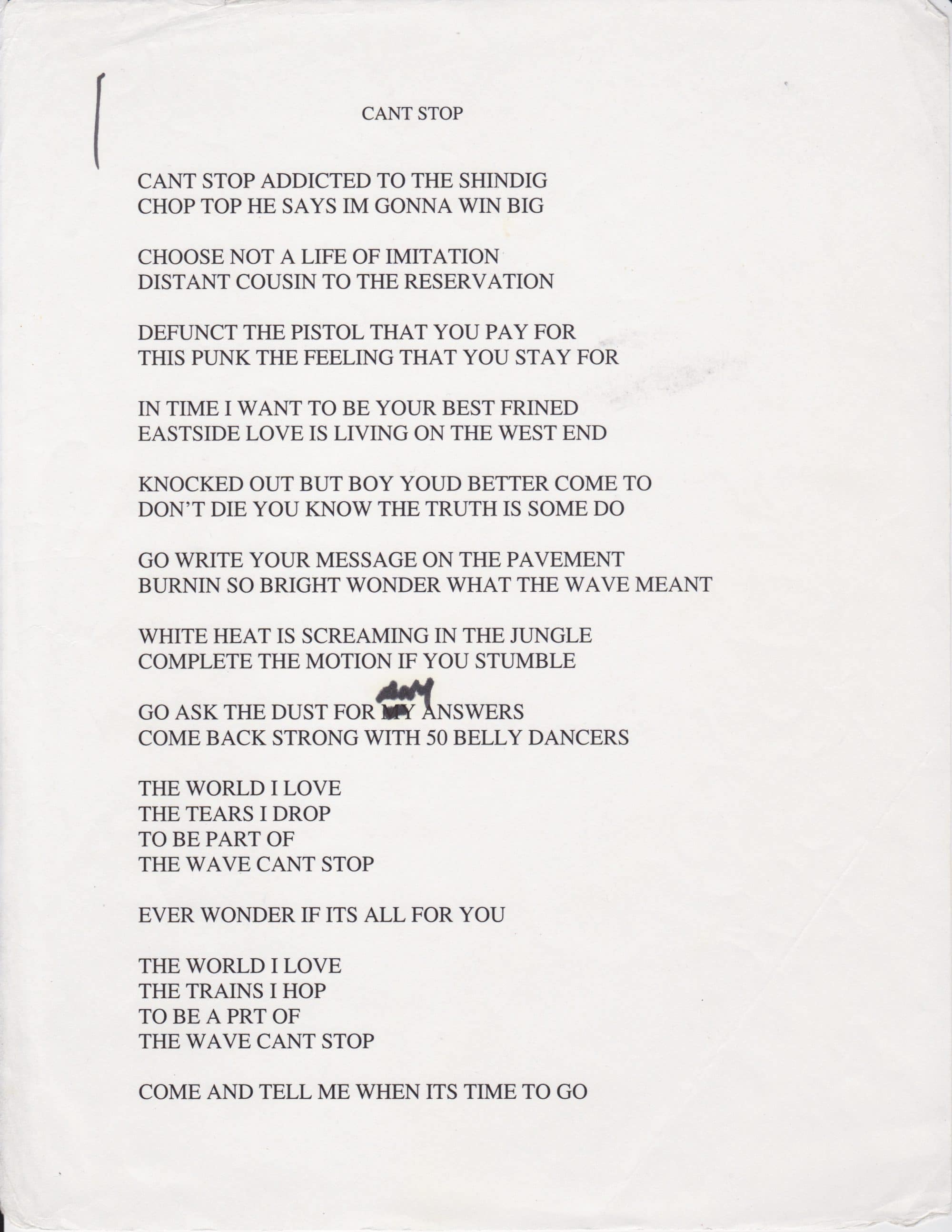 Red Hot Chili Peppers Can't Stop Lyrics Song Meaning