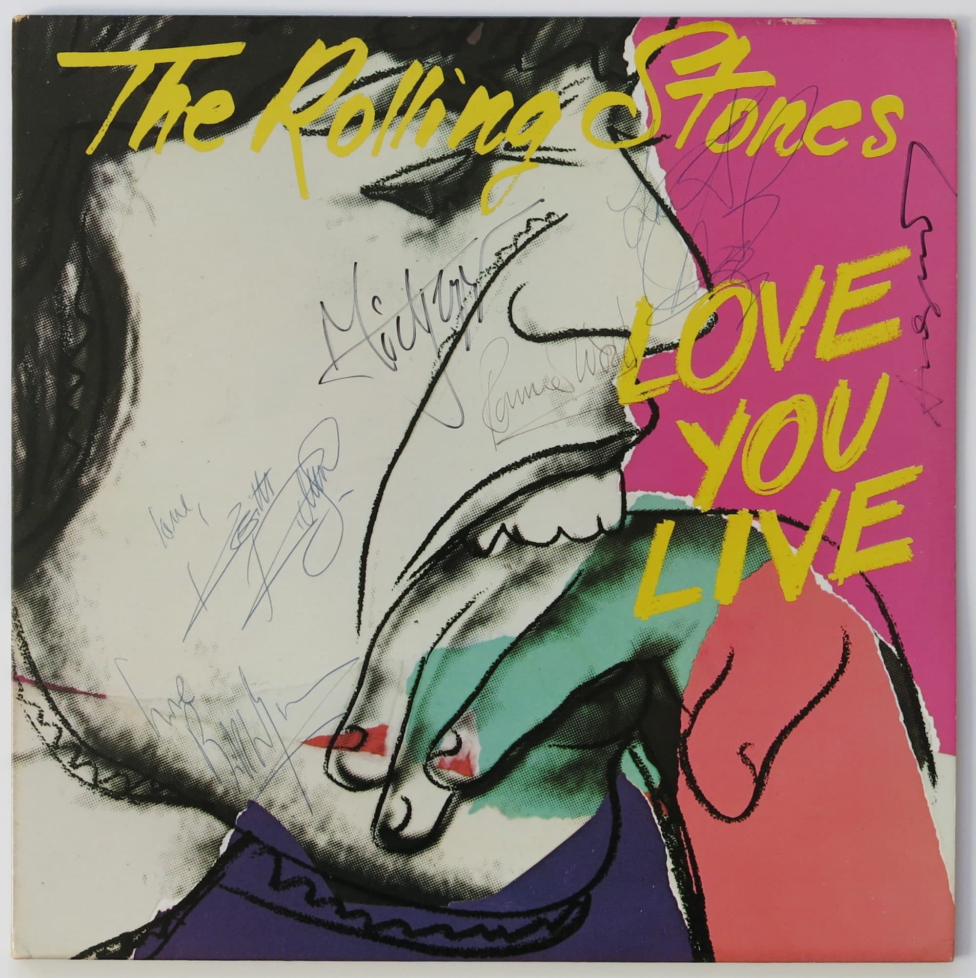 Rolling Stones “Love You Live” LP Signed by Stones and Andy Warhol