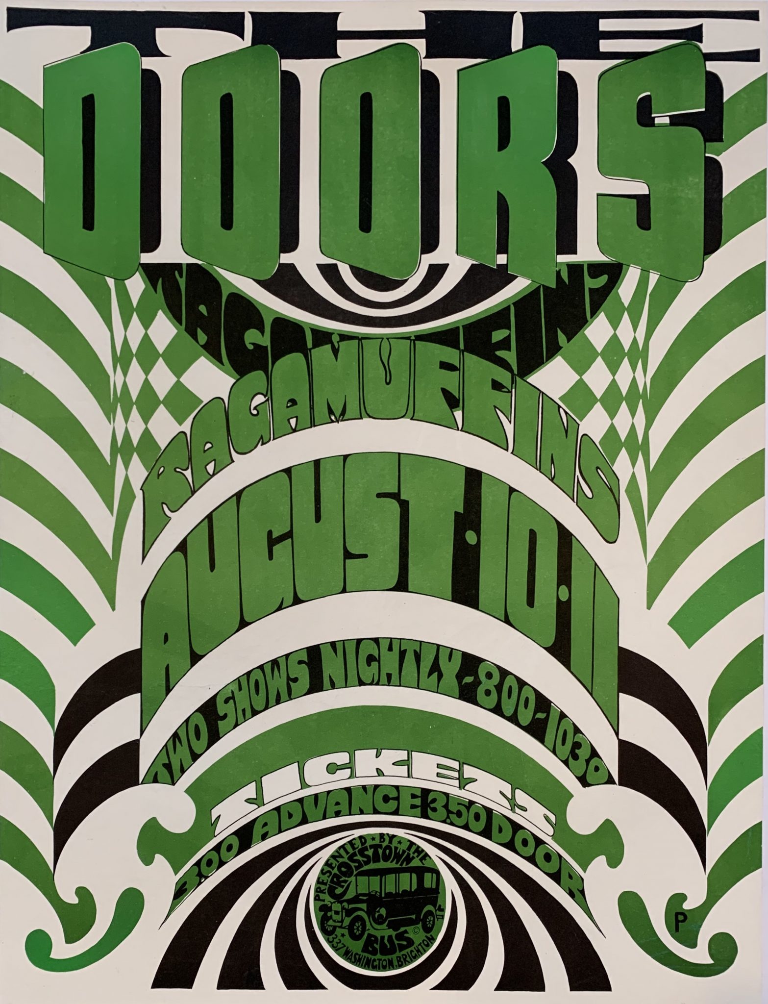 The Doors 1967 Crosstown Bus/Boston Concert Poster Unknown Variant