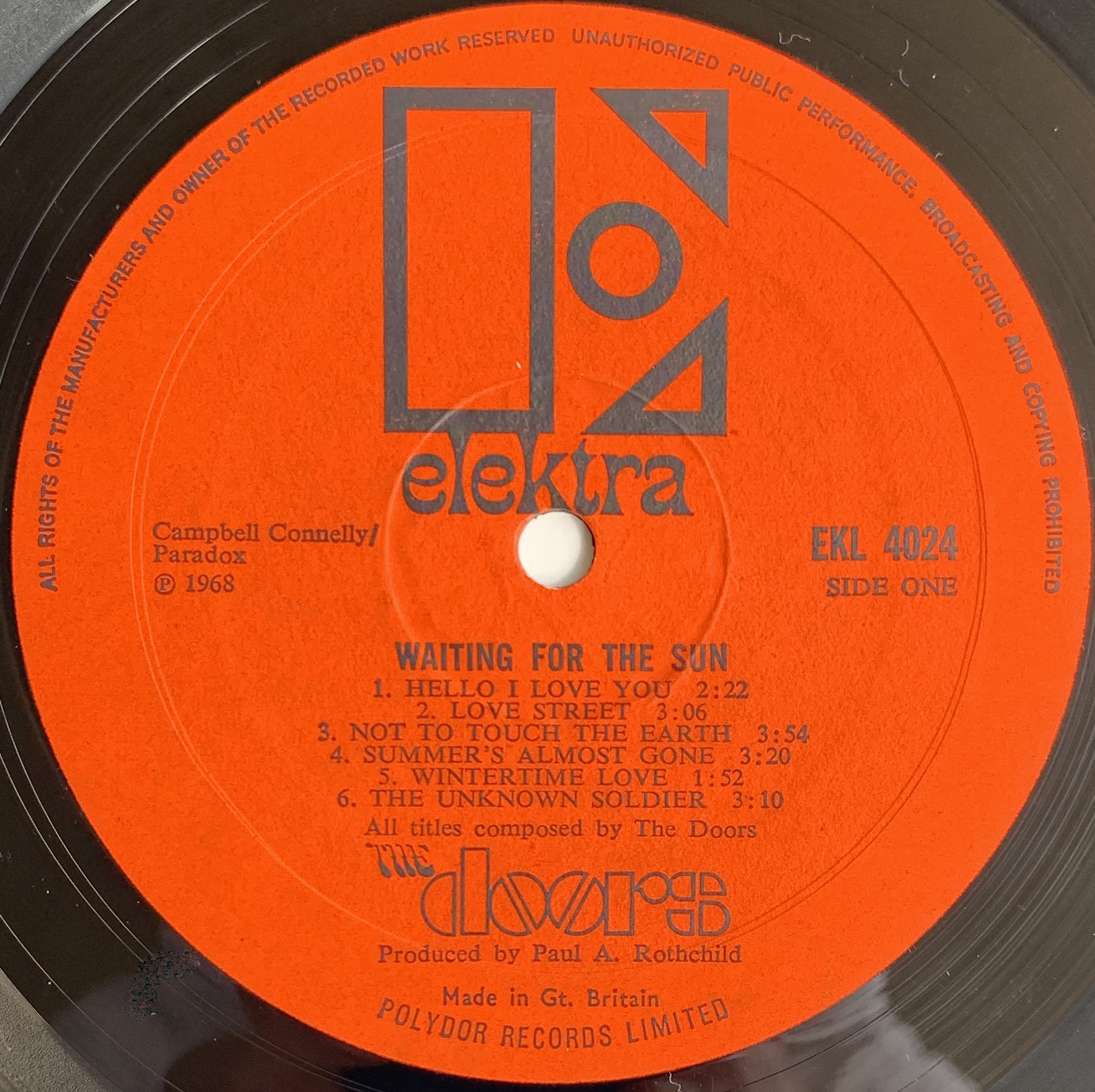 The Doors 1968 UK Mono 1st Press “Waiting For The Sun” LP