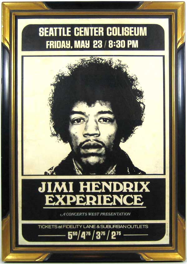 Jimi Hendrix Original 1969 cardboard concert poster