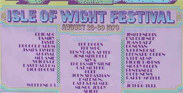 Jimi Hendrix The Doors The Who Isle Of Wight 1970 Concert Poster