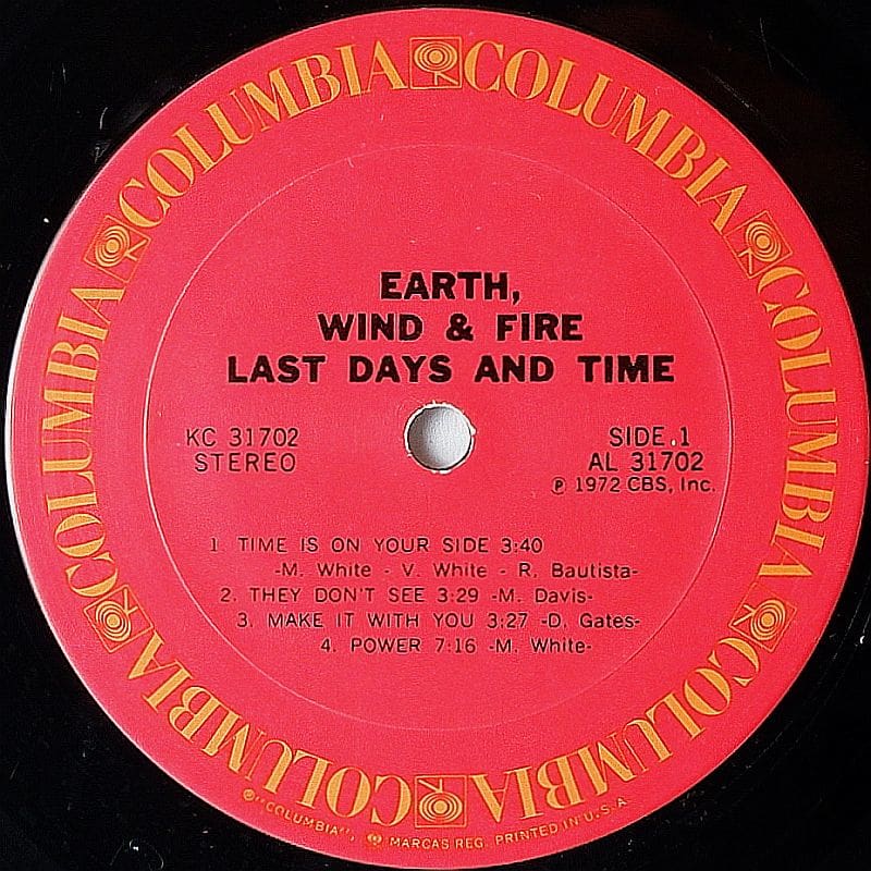 Earth, Wind & Fire Last Days And Time Columbia LP