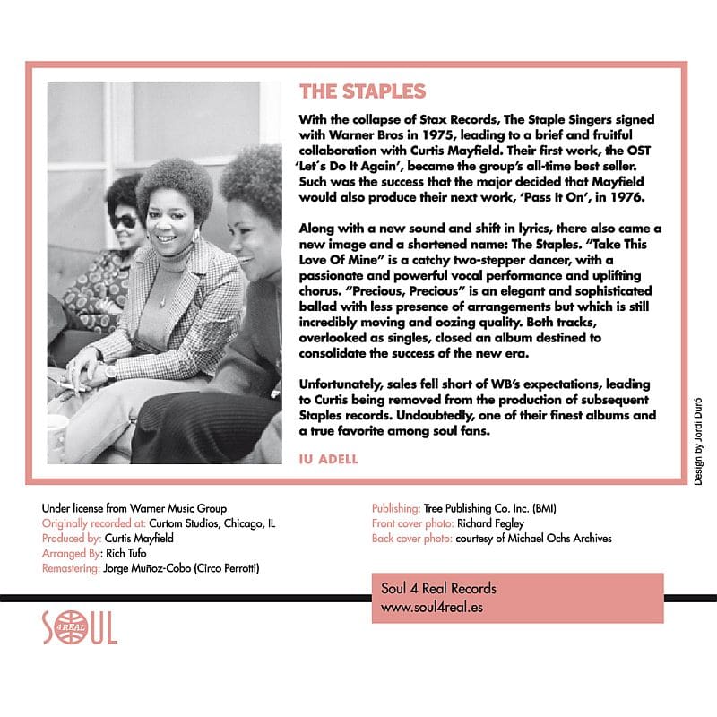 The Staples Take This Love Of Mine b/w Precious, Precious Soul4Real ESP 7"