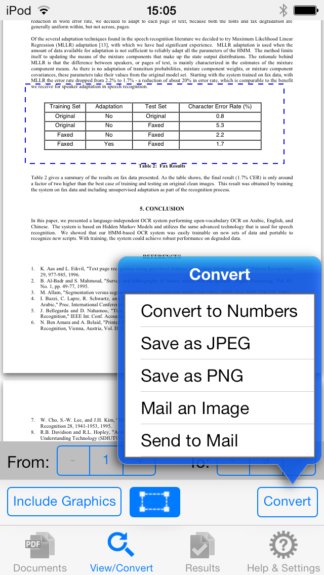 PDF to Numbers, Convert PDF to Numbers, PDF to iWork, iOS device