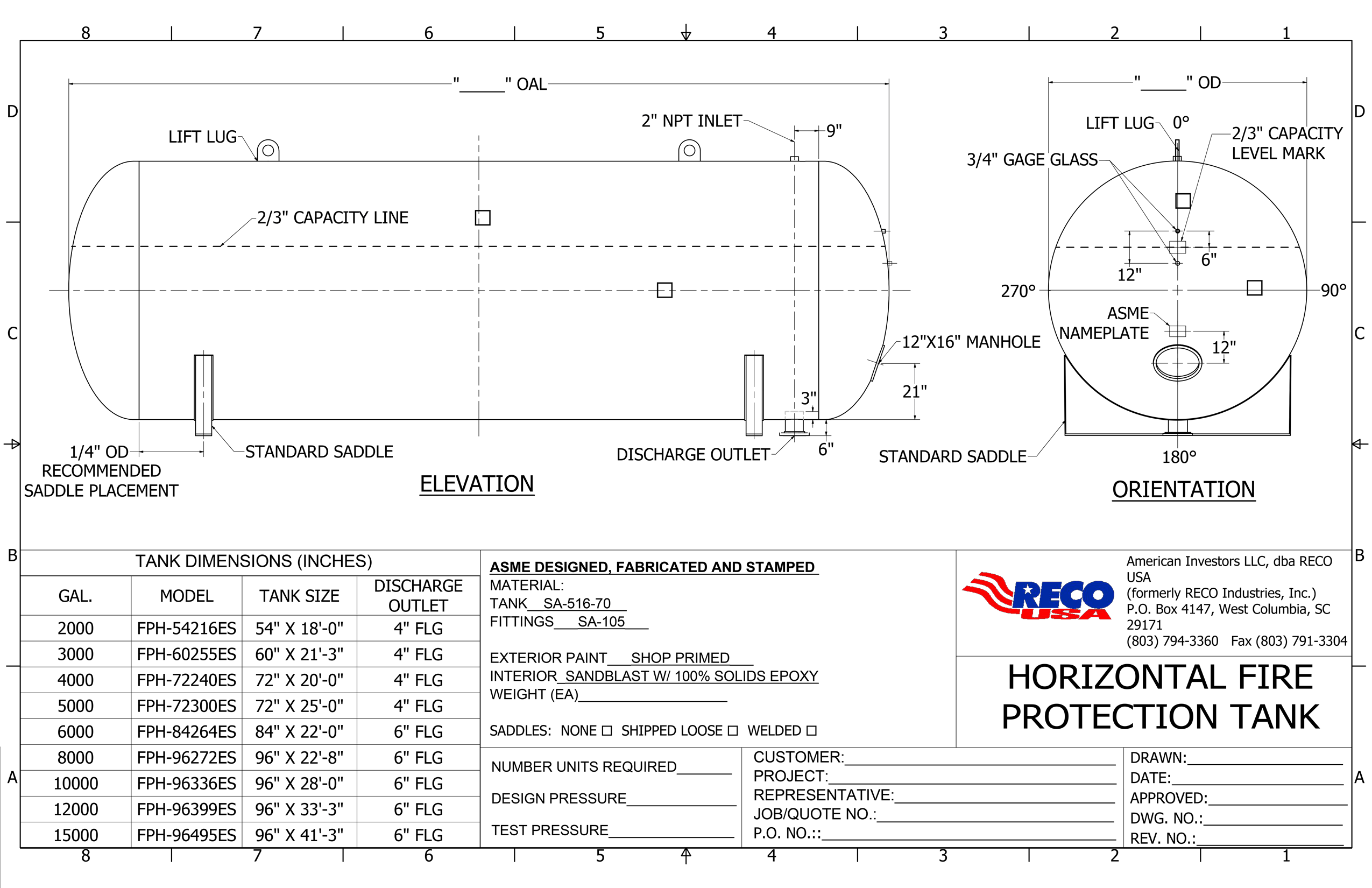 RECO USA Commercial Hot Water Storage Tanks