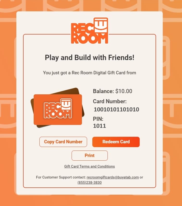 Redeeming a Gift Card Rec Room Help Center