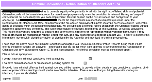 Practical guidance Wording questions that ask about criminal records