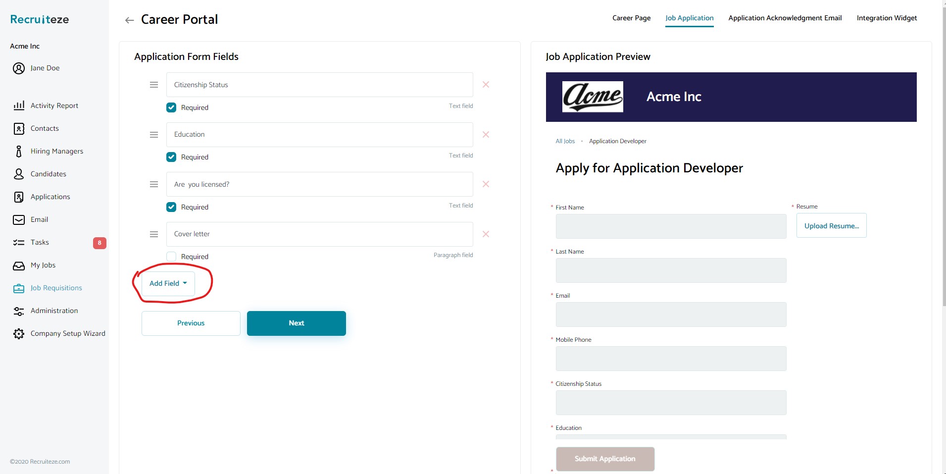 Applicant Tracking System How to setup Recruiteze career's page