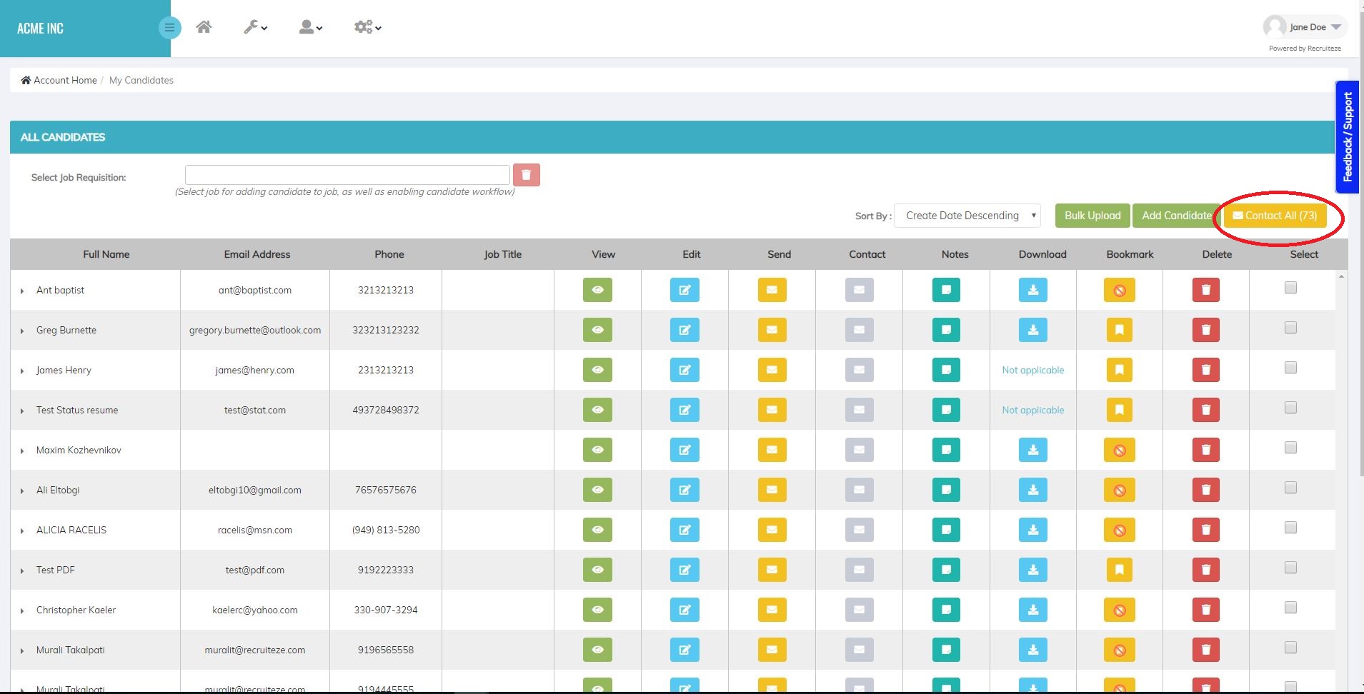Applicant Tracking System How to Bulk Email Candidates