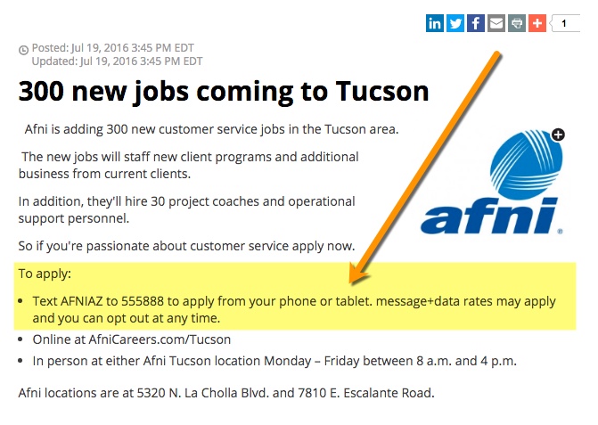 Text to Apply process for Employers Recruiting Headlines